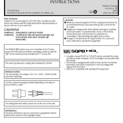 JVC HR-J4010UM VCR Owners Instruction Manual