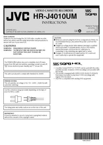 JVC HR-J4010UM VCR Owners Instruction Manual