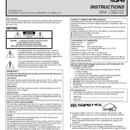 JVC HR-J692U VCR Owners Instruction Manual