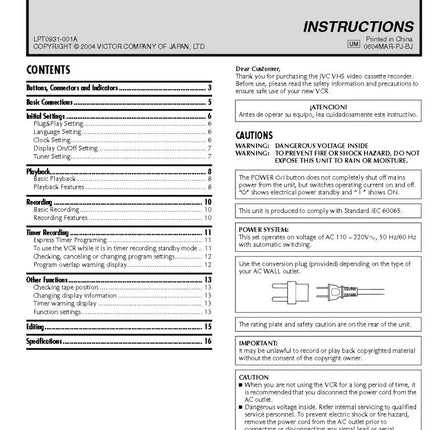 JVC HR-J7020UM VCR Owners Instruction Manual