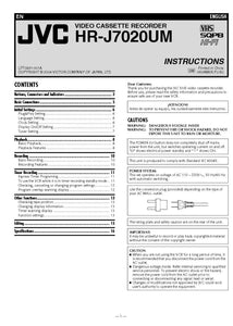 JVC HR-J7020UM VCR Owners Instruction Manual