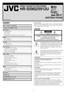 JVC HR-S2902U VCR Owners Instruction Manual