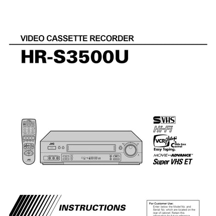 JVC HR-S3500U VCR Owners Instruction Manual
