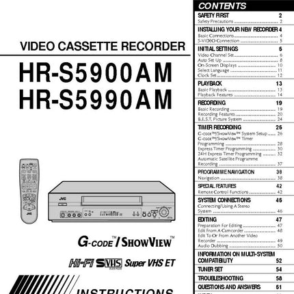 JVC HR-S5900AM HR-S5990AM HR-S5990AM EA VCR Owners Instruction Manual