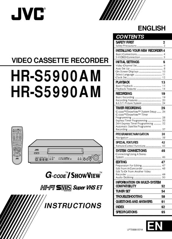 JVC HR-S5900AM HR-S5990AM HR-S5990AM EA VCR Owners Instruction Manual