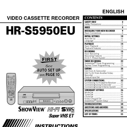 JVC HR-S5950EU VCR Owners Instruction Manual