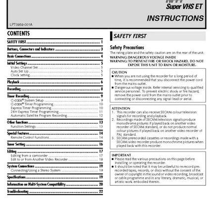 JVC HR-S6970AA VCR Owners Instruction Manual
