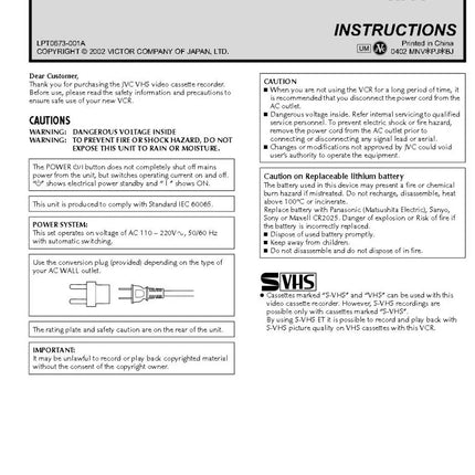 JVC HR-S8009UM VCR Owners Instruction Manual