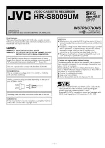 JVC HR-S8009UM VCR Owners Instruction Manual