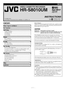 JVC HR-S8010UM VCR Owners Instruction Manual