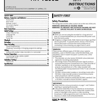JVC HR-V200EX HR-V500EX VCR Owners Instruction Manual