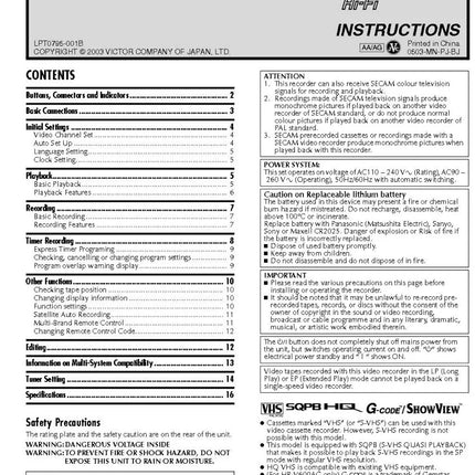 JVC HR-V600AA HR-V600AG VCR Owners Instruction Manual