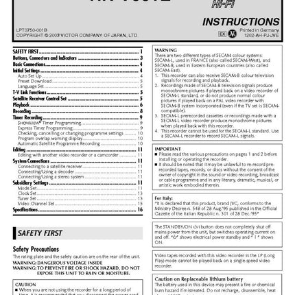 JVC HR-V600EX HR-V601EX VCR Owners Instruction Manual