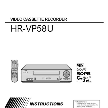 JVC HR-VP58U VCR Owners Instruction Manual