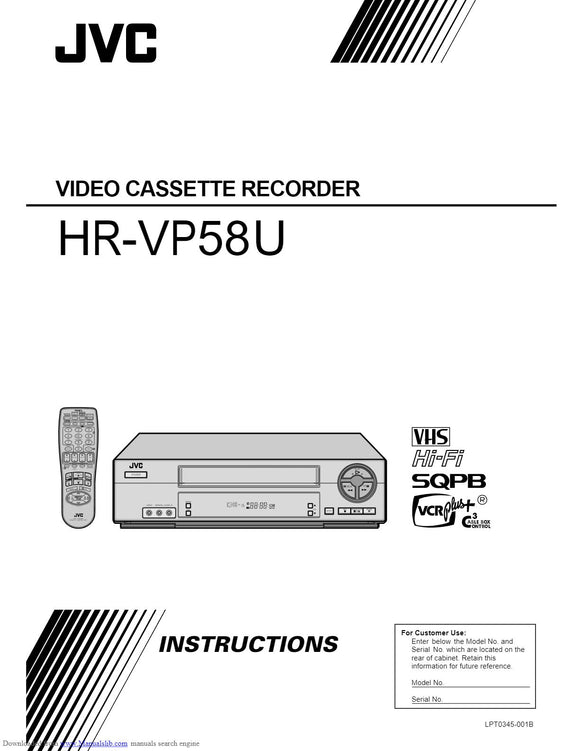 JVC HR-VP58U VCR Owners Instruction Manual