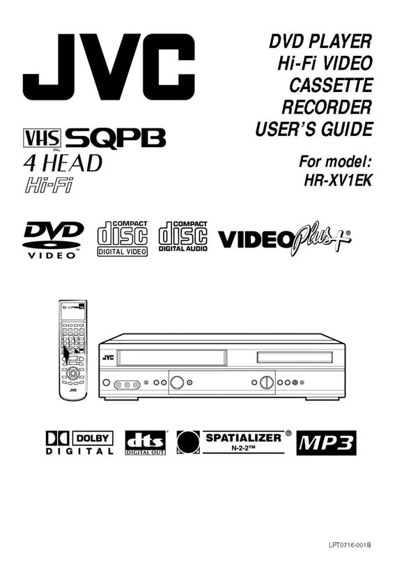 JVC HR-XV1EK VCR DVD Owners Instruction Manual