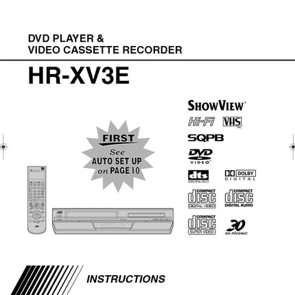 JVC HR-XV3E VCR DVD Owners Instruction Manual