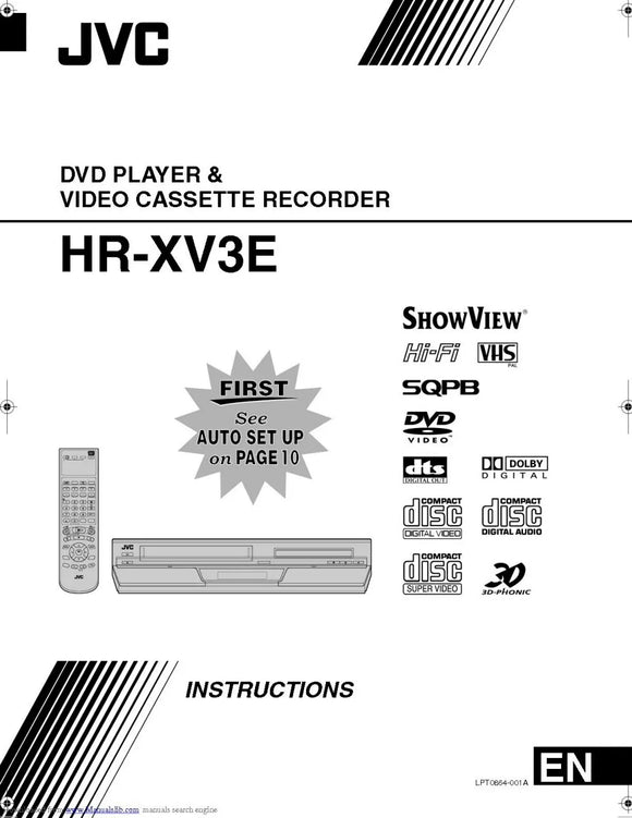 JVC HR-XV3E VCR DVD Owners Instruction Manual