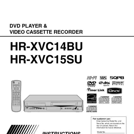 JVC HR-XVC14BU HR-XVC15SU VCR DVD Owners Instruction Manual