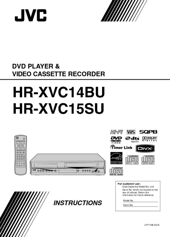 JVC HR-XVC14BU HR-XVC15SU VCR DVD Owners Instruction Manual