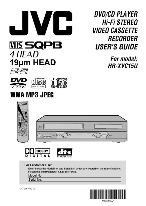 JVC HR-XVC15U VCR DVD Owners Instruction Manual