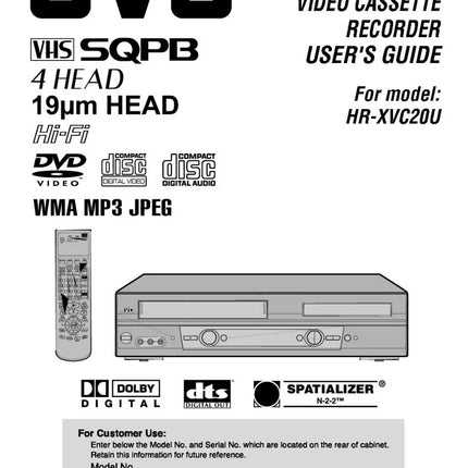 JVC HR-XVC20U VCR DVD Owners Instruction Manual