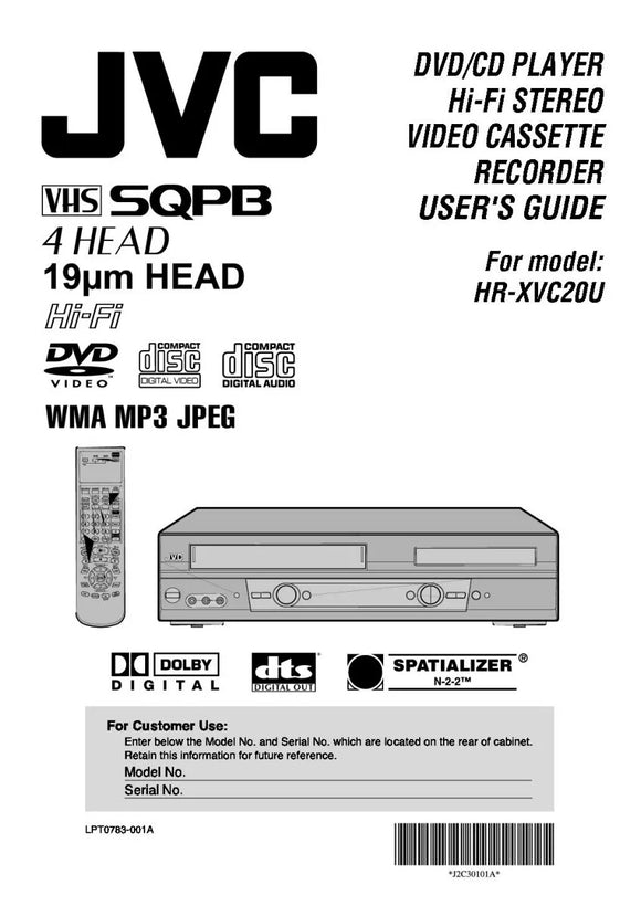 JVC HR-XVC20U VCR DVD Owners Instruction Manual