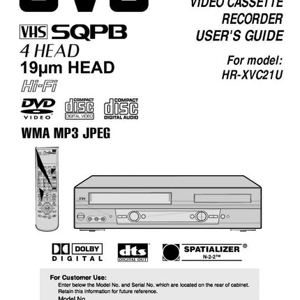 JVC HR-XVC21U VCR DVD Owners Instruction Manual