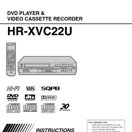 JVC HR-XVC22U VCR DVD Owners Instruction Manual