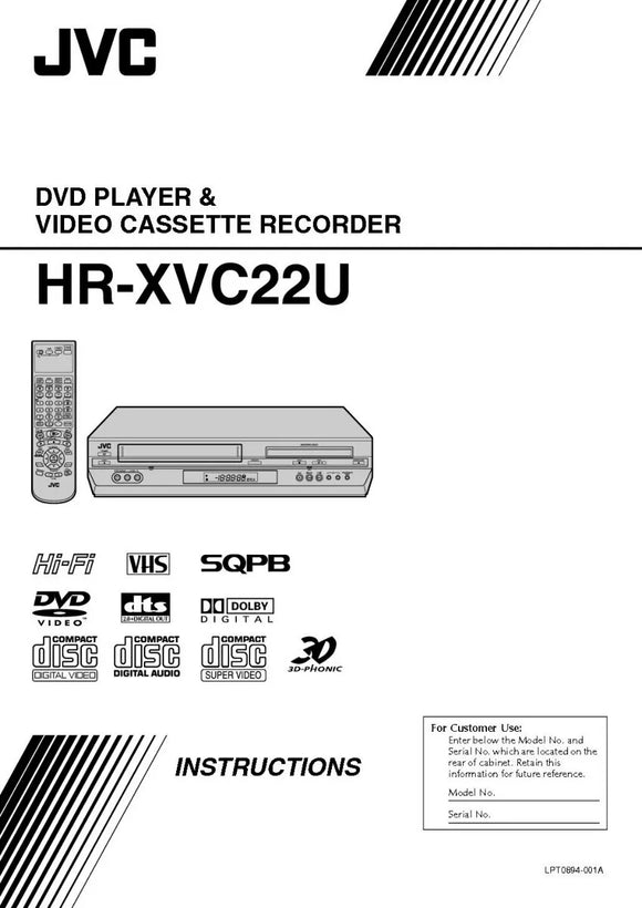 JVC HR-XVC22U VCR DVD Owners Instruction Manual