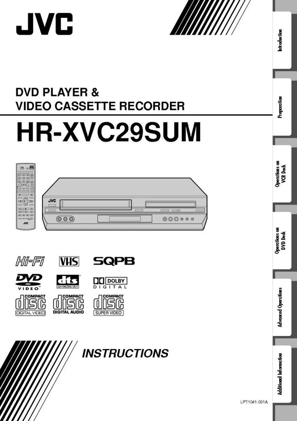 JVC HR-XVC29SUM VCR DVD Owners Instruction Manual