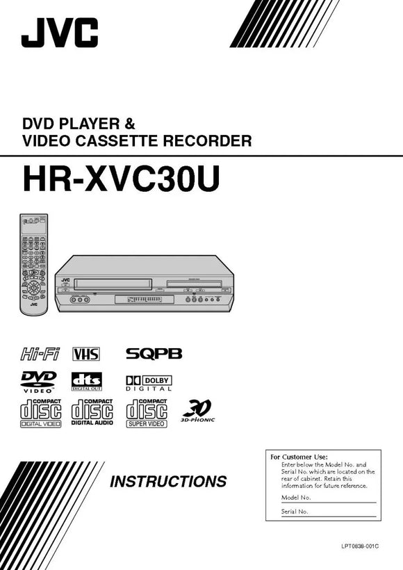 JVC HR-XVC30US VCR DVD Owners Instruction Manual