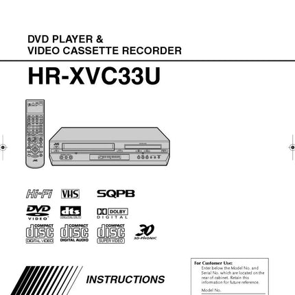 JVC HR-XVC33U VCR DVD Owners Manual