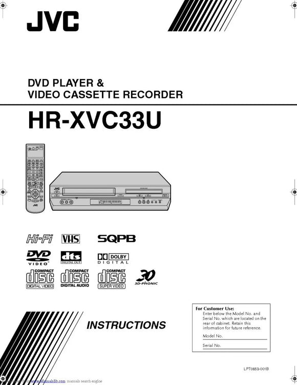 JVC HR-XVC33U VCR DVD Owners Manual