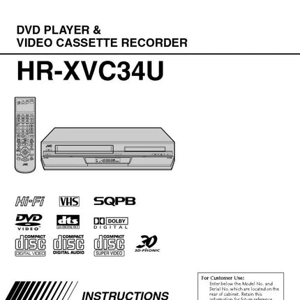 JVC HR-XVC34U VCR DVD Owners Instruction Manual