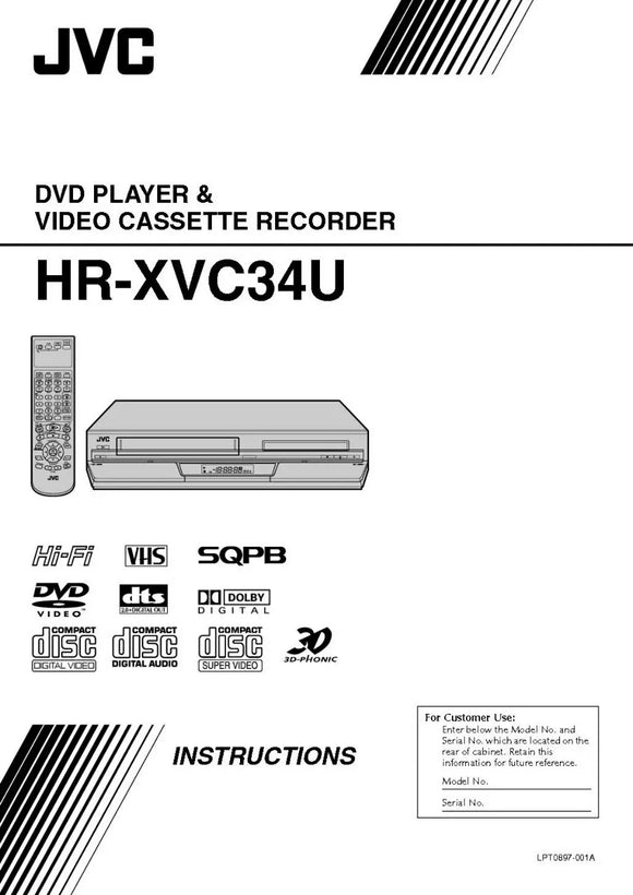 JVC HR-XVC34U VCR DVD Owners Instruction Manual