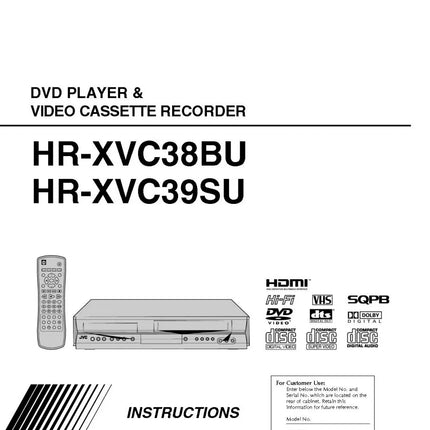 JVC HR-XVC38BU HR-XVC39SU VCR DVD Owners Instruction Manual
