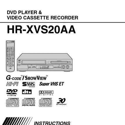 JVC HR-XVS20AA VCR DVD Owners Instruction Manual