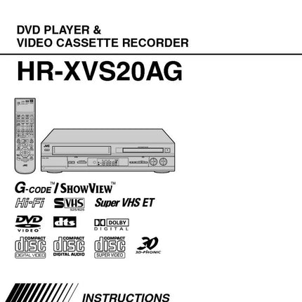 JVC HR-XVS20AG VCR DVD Owners Instruction Manual