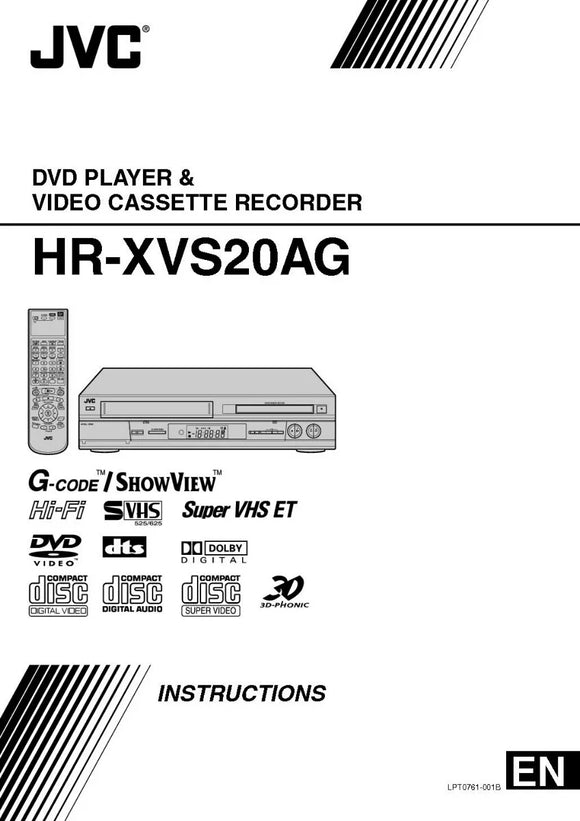 JVC HR-XVS20AG VCR DVD Owners Instruction Manual