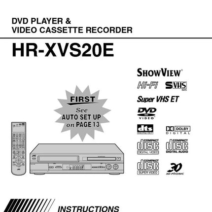 JVC HR-XVS20E VCR DVD Owners Instruction Manual