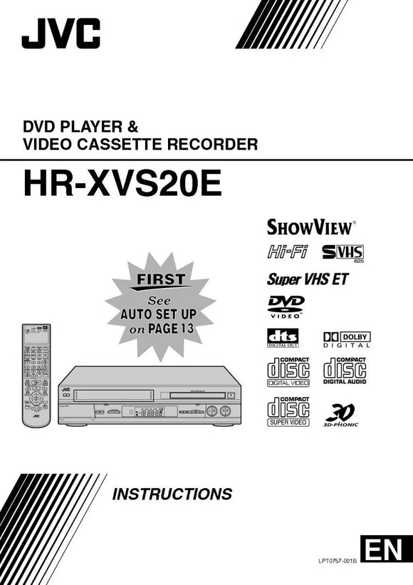 JVC HR-XVS20E VCR DVD Owners Instruction Manual