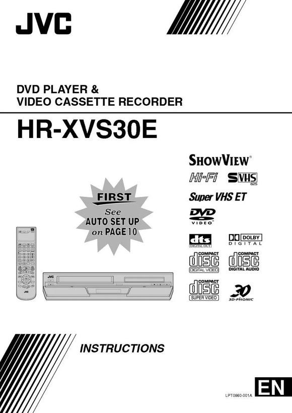 JVC HR-XVS30E VCR DVD Owners Instruction Manual