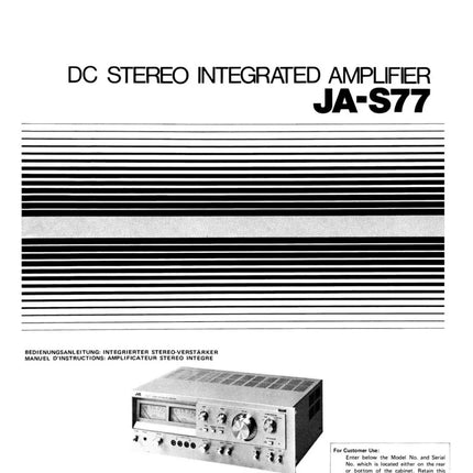 JVC JA-S77 Amplifier Owners Instruction Manual