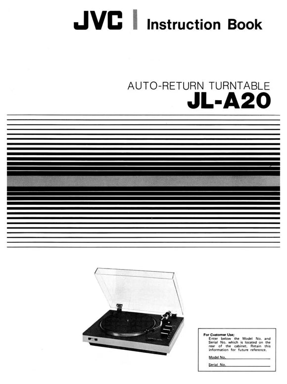 JVC JL-A20 Turntable Owners Instruction Manual