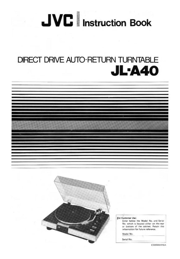 JVC JL-A40 Turntable Owners Instruction Manual