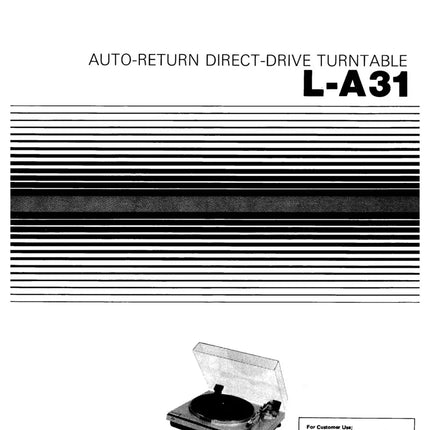 JVC L-A31 Turntable Owners Instruction Manual