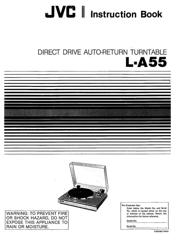 JVC L-A55 Turntable Owners Instruction Manual