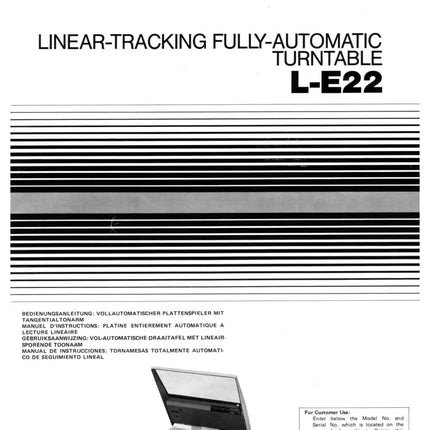 JVC L-E22 Turntable Owners Manual