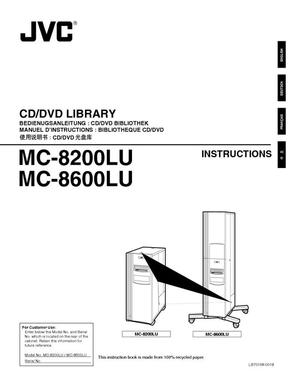 JVC MC 8200LU MC 8600LU CD DVD Library Owners Instruction Manual